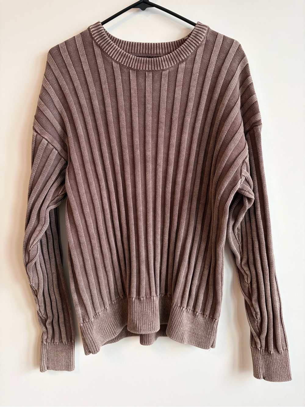 PacSun Men's Ribbed Crewneck Sweater in Taupe/brown size Large.